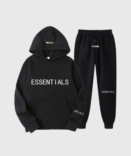 Essential Spring Hooded Tracksuit Black