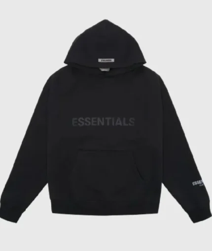 Fear of God Essentials Pullover Applique Logo Hoodie Black