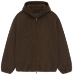 Brown Zip Up Essentials Hoodie