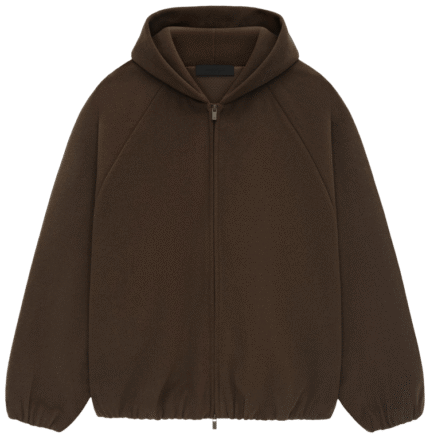 Brown Zip Up Essentials Hoodie
